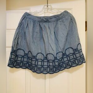 GAP Denim Blue Mini Skirt with Navy Embroidery